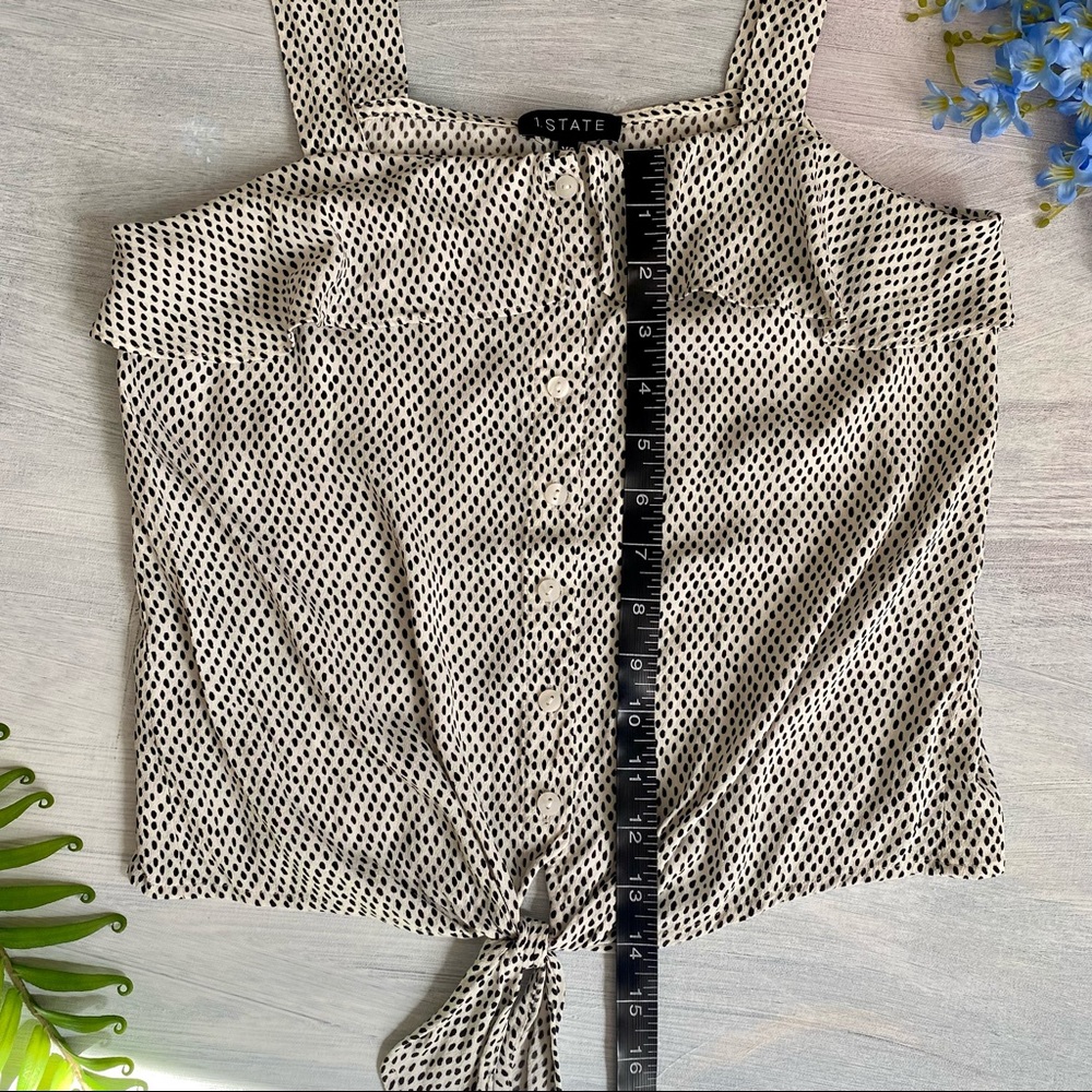 1.State French Ruffle Crop Top Sleeveless Tank Polka Dot Print Blouse - Picture 4 of 7